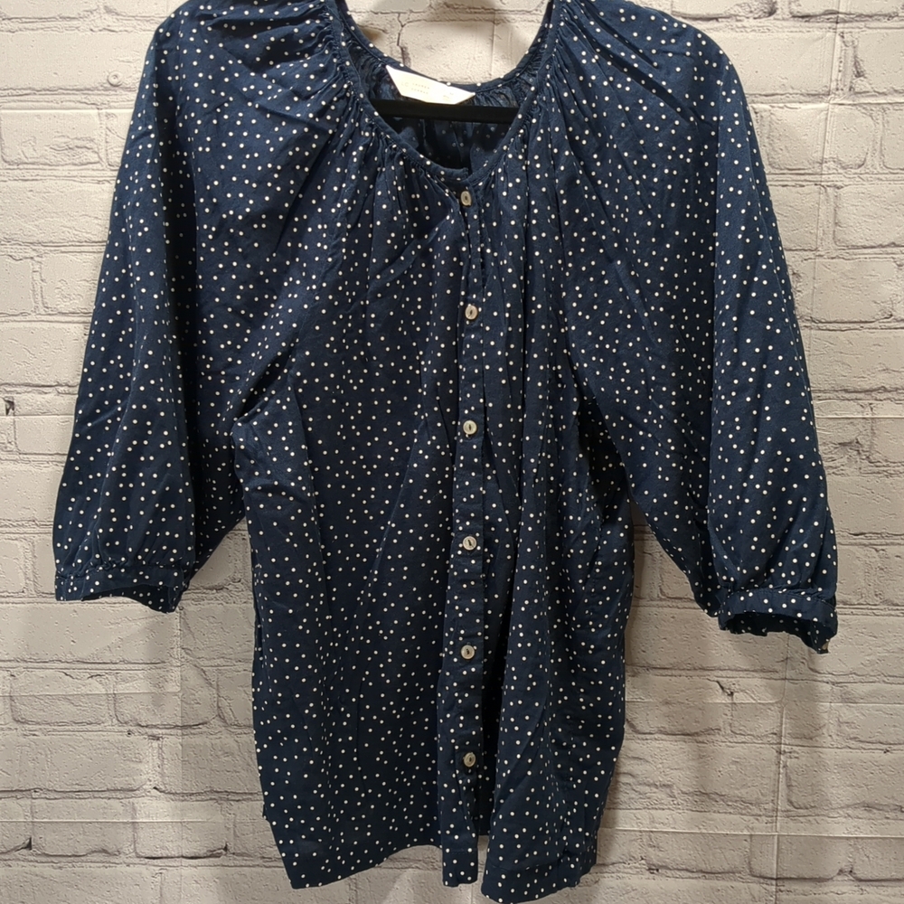 Navy Polka Dot Blouse